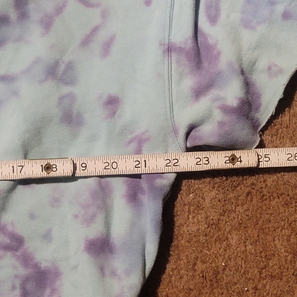 PINK Victoria's Secret Tie Dye Cropped Sweatshirt Blue Purple XS Short Sleeve - Picture 4 of 7